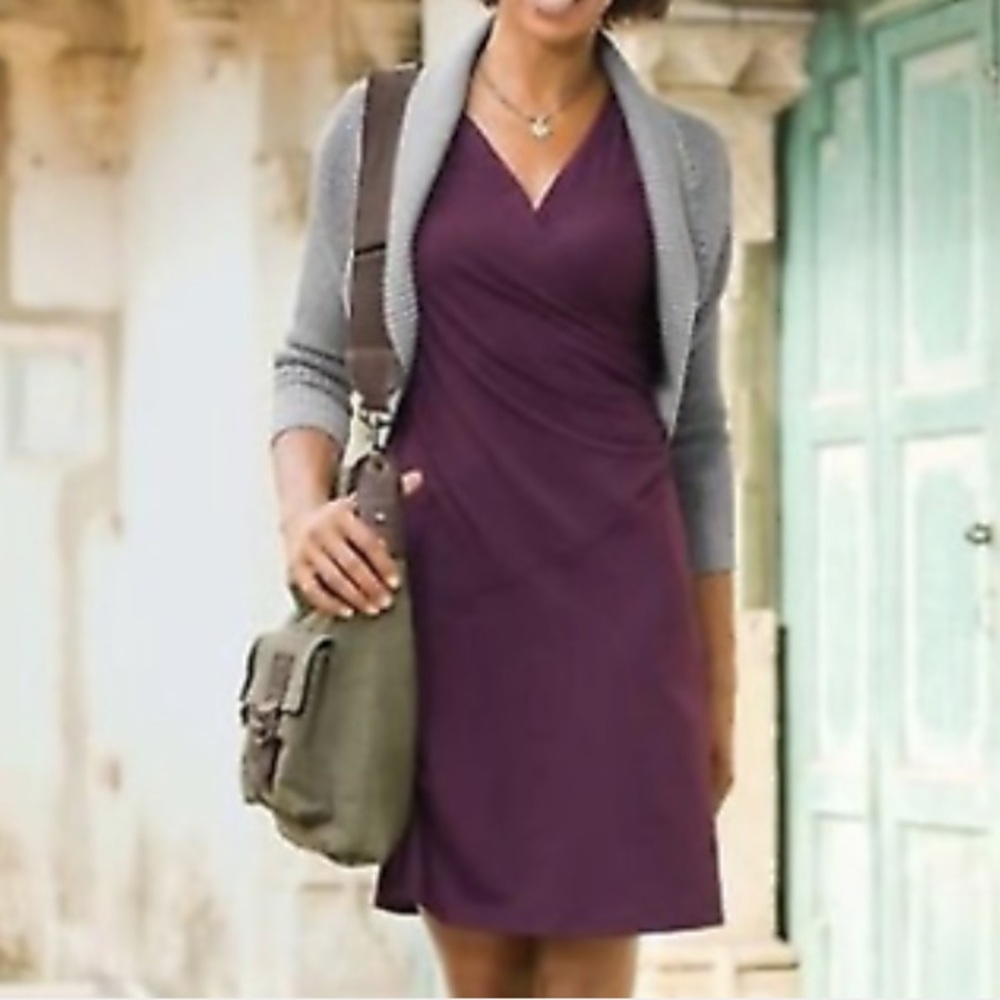 ATHLETA Purple Nectar Faux Wrap Dress SZ S
